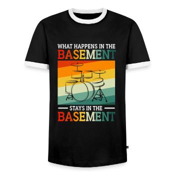Schlagzeuger Schlagzeug Drumsticks - Männer Kontrast-T-Shirt - Schwarz/Weiß - Vorne - AI Model Female 172 light (172cm) & AI Model Male 178 light (178cm)