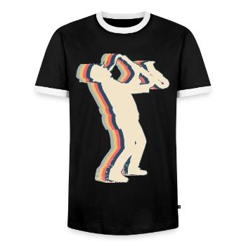Saxophone Player Saxophonist Saxist Sax Retro - Men's Ringer Shirt - black/white - Front - AI Model Female 172 light (172cm) & AI Model Male 178 light (178cm)