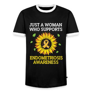 Endométriose - T-shirt contrasté Homme - noir/blanc - Devant - AI Model Female 172 light (172cm) & AI Model Male 178 light (178cm)