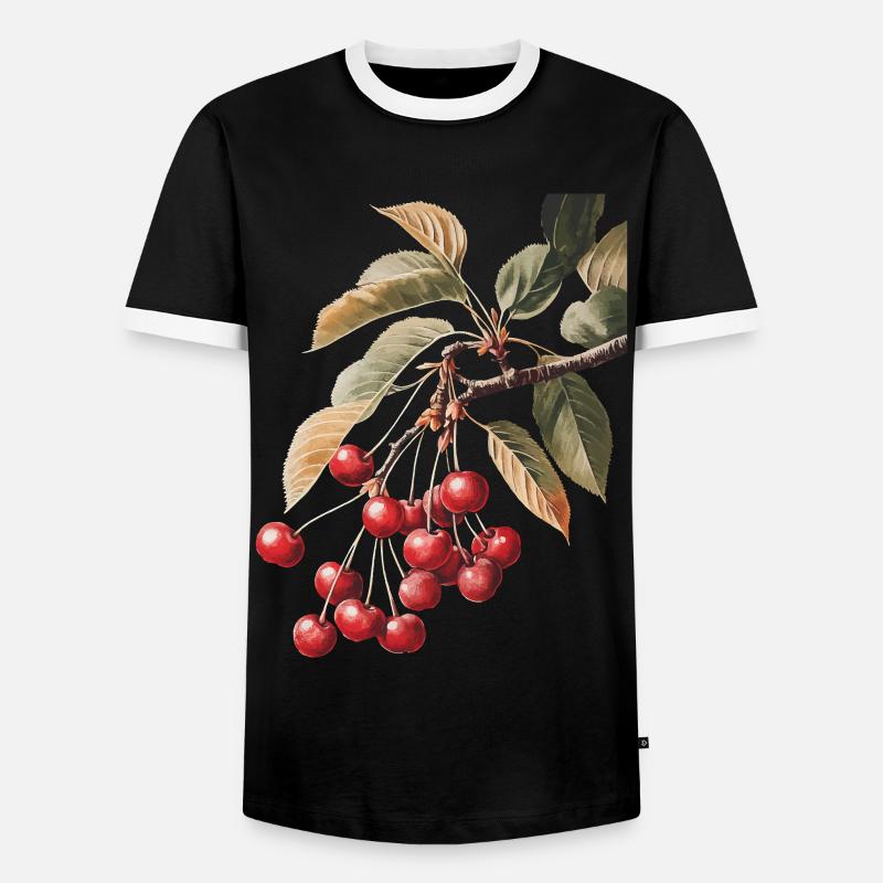 Kirsche - Männer Kontrast-T-Shirt - Schwarz/Weiß