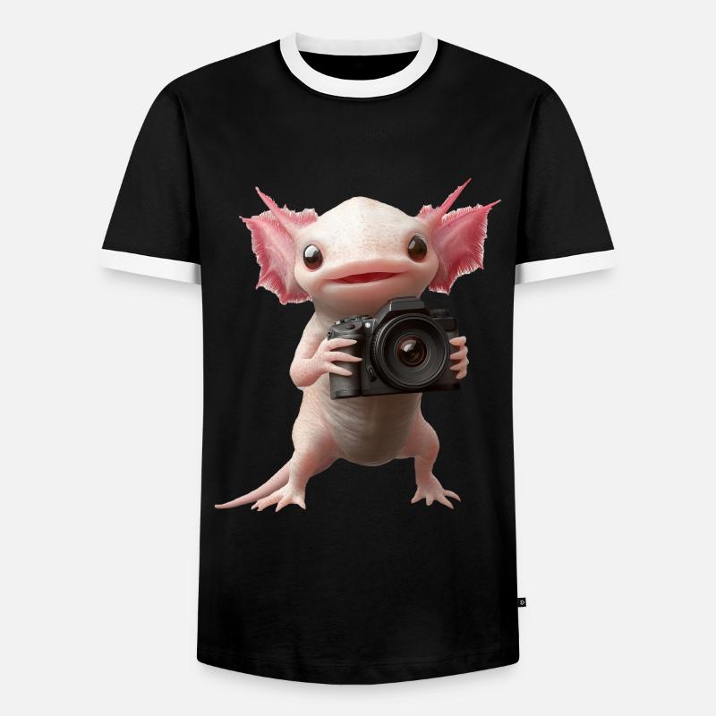 Axolotl - Männer Kontrast-T-Shirt - Schwarz/Weiß