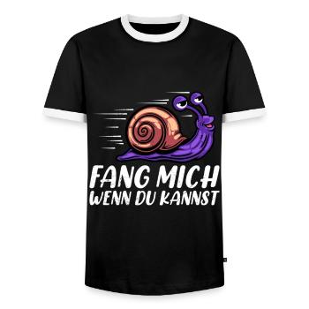 Läufer FANG MICH WENN DU KANNST Laufen Lustiges - Männer Kontrast-T-Shirt - Schwarz/Weiß - Vorne - AI Model Female 172 light (172cm) & AI Model Male 178 light (178cm)