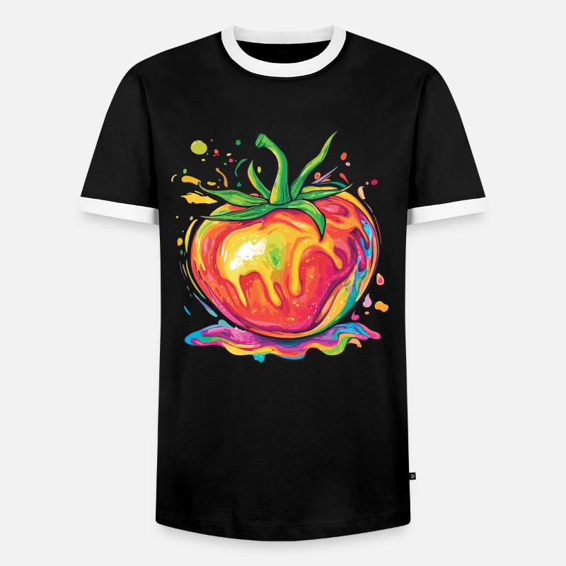 Regenbogenfarbene Pop-Art Tomate - Männer Kontrast-T-Shirt - Schwarz/Weiß