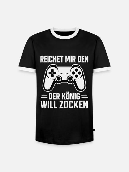 Der König will zocken - Männer Kontrast-T-Shirt - Schwarz/Weiß
