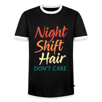 Nachtschicht Krankenschwester Krankenhaus Pflege - Männer Kontrast-T-Shirt - Schwarz/Weiß - Vorne - AI Model Female 172 light (172cm) & AI Model Male 178 light (178cm)