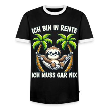 ich bin in Rente ich muss gar nix Rente Ruhestand - Männer Kontrast-T-Shirt - Schwarz/Weiß - Vorne - AI Model Female 172 light (172cm) & AI Model Male 178 light (178cm)