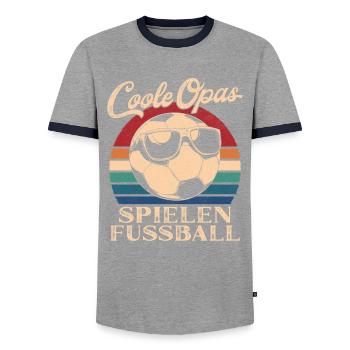 Cool Grandpas Playing Football Retro Grandpa - Men's Ringer Shirt - grey/navy  - Front - AI Model Female 172 light (172cm) & AI Model Male 178 light (178cm)