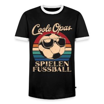 Cool Grandpas Playing Football Retro Grandpa - Men's Ringer Shirt - black/white - Front - AI Model Female 172 light (172cm) & AI Model Male 178 light (178cm)