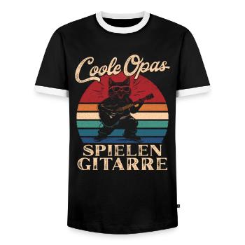 Cool Papy Jouant De La Guitare Rétro Papy - T-shirt contrasté Homme - noir/blanc - Devant - AI Model Female 172 light (172cm) & AI Model Male 178 light (178cm)