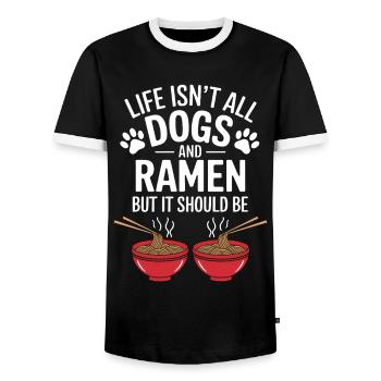Ramen Dogs Anime Funny Kawaii Ramen Gift - Men's Ringer Shirt - black/white - Front - AI Model Female 172 light (172cm) & AI Model Male 178 light (178cm)