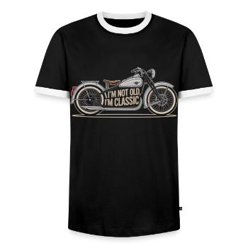 Motorrad Ikone mit Aussage - Männer Kontrast-T-Shirt - Schwarz/Weiß - Vorne - AI Model Female 172 light (172cm) & AI Model Male 178 light (178cm)