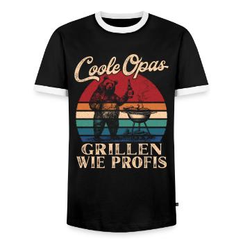 Cool Grandpas Grilling Retro Grandpa - Men's Ringer Shirt - black/white - Front - AI Model Female 172 light (172cm) & AI Model Male 178 light (178cm)