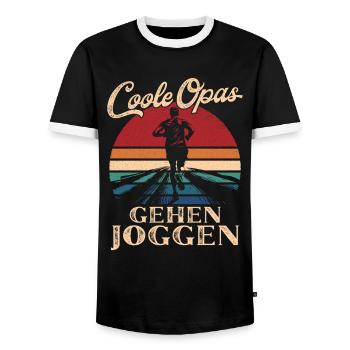 Cool Grandpas Walking Jogging Retro Grandpa - Men's Ringer Shirt - black/white - Front - AI Model Female 172 light (172cm) & AI Model Male 178 light (178cm)