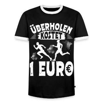 Läufer ÜBERHOLEN KOSTET 1 EURO Laufen Lustiges - Männer Kontrast-T-Shirt - Schwarz/Weiß - Vorne - AI Model Female 172 light (172cm) & AI Model Male 178 light (178cm)