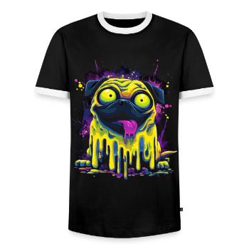 Trippy Psychedelischer Mops Bunter Graffiti Style - Männer Kontrast-T-Shirt - Schwarz/Weiß - Vorne - AI Model Female 172 light (172cm) & AI Model Male 178 light (178cm)