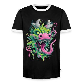 Tête de dragon psychédélique Japon Style Street Art - T-shirt contrasté Homme - noir/blanc - Devant - AI Model Female 172 light (172cm) & AI Model Male 178 light (178cm)