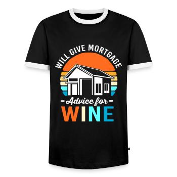 Debt Condominium Mortgage - Men's Ringer Shirt - black/white - Front - AI Model Female 172 light (172cm) & AI Model Male 178 light (178cm)