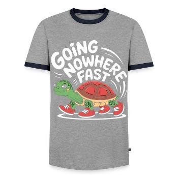 Turtle pace in style - Men's Ringer Shirt - grey/navy  - Front - AI Model Female 172 light (172cm) & AI Model Male 178 light (178cm)