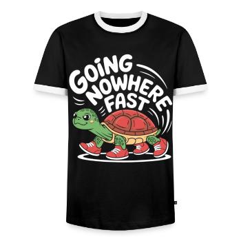 Schildkröten-Tempo mit Stil - Männer Kontrast-T-Shirt - Schwarz/Weiß - Vorne - AI Model Female 172 light (172cm) & AI Model Male 178 light (178cm)