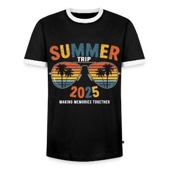 Sonnenbrille & Sonne 2025 - Männer Kontrast-T-Shirt - Schwarz/Weiß - Vorne - AI Model Female 172 light (172cm) & AI Model Male 178 light (178cm)