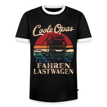 Cool Grandpas Driving Trucks Retro Grandpa - Men's Ringer Shirt - black/white - Front - AI Model Female 172 light (172cm) & AI Model Male 178 light (178cm)