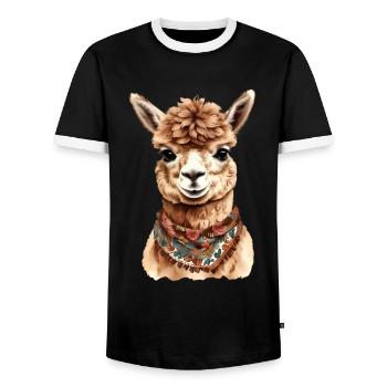 Conception d’animaux d’alpaga - Illustration graphique amusante - T-shirt contrasté Homme - noir/blanc - Devant - AI Model Female 172 light (172cm) & AI Model Male 178 light (178cm)