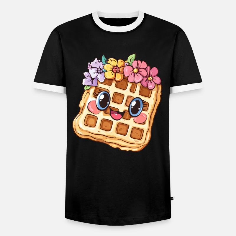 Waffel mit Blumen - Männer Kontrast-T-Shirt - Schwarz/Weiß