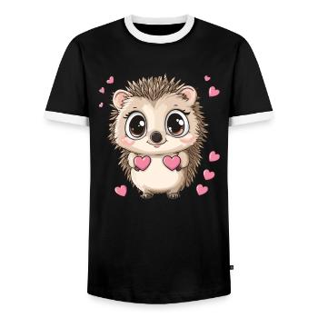 Igel mit Herzen - Männer Kontrast-T-Shirt - Schwarz/Weiß - Vorne - AI Model Female 172 light (172cm) & AI Model Male 178 light (178cm)