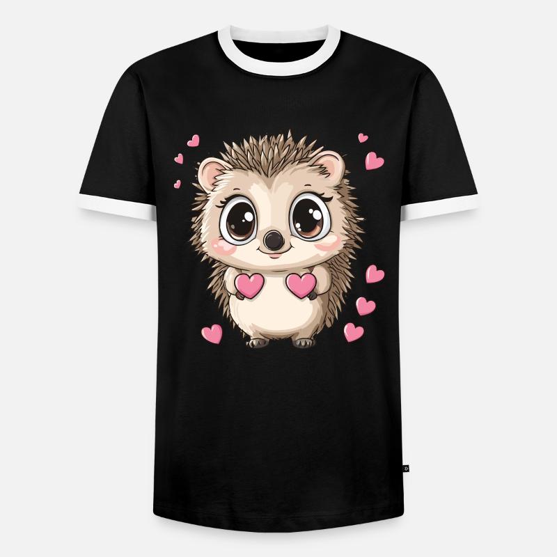 Igel mit Herzen - Männer Kontrast-T-Shirt - Schwarz/Weiß