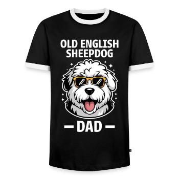 Old English Sheepdog Saying Joke Sheepdog Gift - Men's Ringer Shirt - black/white - Front - AI Model Female 172 light (172cm) & AI Model Male 178 light (178cm)