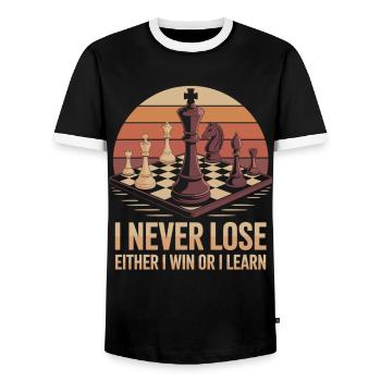 Schach: Entweder Sieg oder Lektion - Männer Kontrast-T-Shirt - Schwarz/Weiß - Vorne - AI Model Female 172 light (172cm) & AI Model Male 178 light (178cm)
