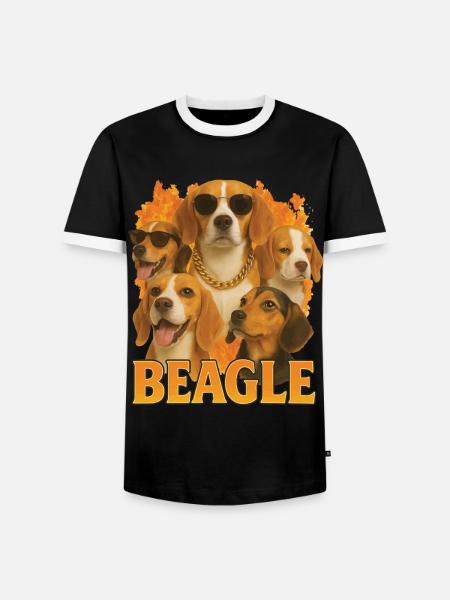 Beagle - Männer Kontrast-T-Shirt - Schwarz/Weiß