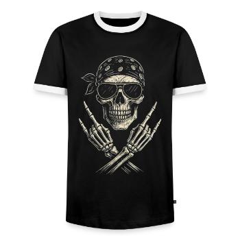 Musique Rock, Crâne, Main De Roche, Heavy Metal - T-shirt contrasté Homme - noir/blanc - Devant - AI Model Female 172 light (172cm) & AI Model Male 178 light (178cm)