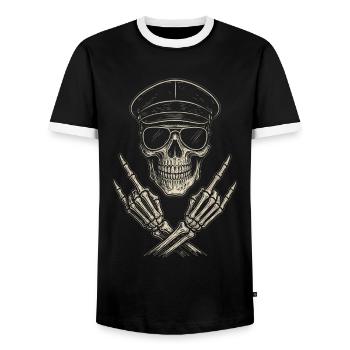 Musique Rock, Crâne, Main De Roche, Heavy Metal - T-shirt contrasté Homme - noir/blanc - Devant - AI Model Female 172 light (172cm) & AI Model Male 178 light (178cm)
