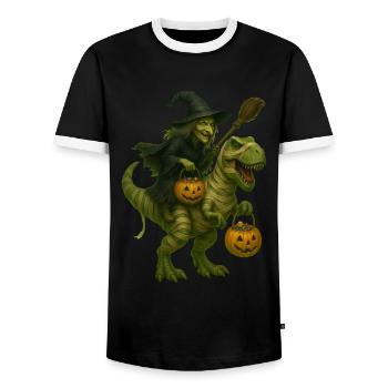 T-Rex - Männer Kontrast-T-Shirt - Schwarz/Weiß - Vorne - AI Model Female 172 light (172cm) & AI Model Male 178 light (178cm)