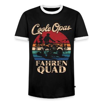 Cool Grand-père de conduite Quad Rétro Grand-père - T-shirt contrasté Homme - noir/blanc - Devant - AI Model Female 172 light (172cm) & AI Model Male 178 light (178cm)