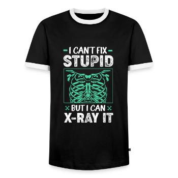 MRI Radiologist Radiology Rad Tech X-ray - Men's Ringer Shirt - black/white - Front - AI Model Female 172 light (172cm) & AI Model Male 178 light (178cm)