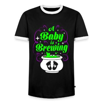 Gender Reveal Halloween Mom-to-be - Men's Ringer Shirt - black/white - Front - AI Model Female 172 light (172cm) & AI Model Male 178 light (178cm)