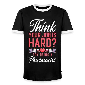 Pharmacy Tech Technician - Männer Kontrast-T-Shirt - Schwarz/Weiß - Vorne - AI Model Female 172 light (172cm) & AI Model Male 178 light (178cm)