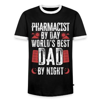 Technicien en pharmacie - T-shirt contrasté Homme - noir/blanc - Devant - AI Model Female 172 light (172cm) & AI Model Male 178 light (178cm)