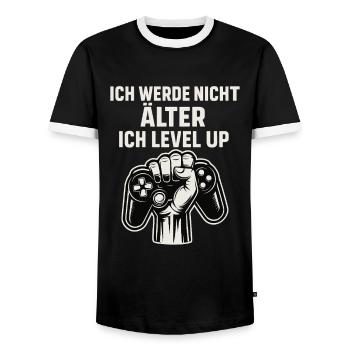 Je ne vieillis pas, je monte de niveau - T-shirt contrasté Homme - noir/blanc - Devant - AI Model Female 172 light (172cm) & AI Model Male 178 light (178cm)