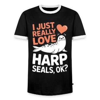 Sceau disant sceau drôle phoque du Groenland cadeau - T-shirt contrasté Homme - noir/blanc - Devant - AI Model Female 172 light (172cm) & AI Model Male 178 light (178cm)