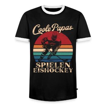 Cool Dads Play Hockey Retro Dad Gift - Men's Ringer Shirt - black/white - Front - AI Model Female 172 light (172cm) & AI Model Male 178 light (178cm)