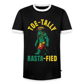 Sasquatch Toe-tally Rasta-fied Jamaican Bigfoot - Männer Kontrast-T-Shirt - Schwarz/Weiß - Vorne - AI Model Female 172 light (172cm) & AI Model Male 178 light (178cm)