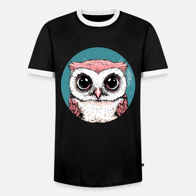 Große Augen Eule - Männer Kontrast-T-Shirt - Schwarz/Weiß