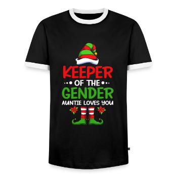 Werdende Mama Weihnachten Gender Reveal - Männer Kontrast-T-Shirt - Schwarz/Weiß - Vorne - AI Model Female 172 light (172cm) & AI Model Male 178 light (178cm)
