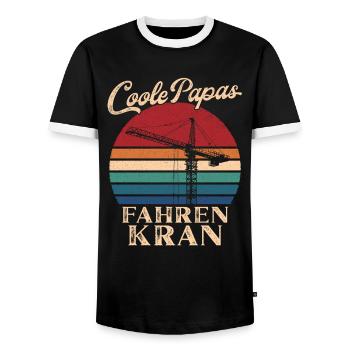 Cool Dads Driving Crane Retro Dad Gift - Men's Ringer Shirt - black/white - Front - AI Model Female 172 light (172cm) & AI Model Male 178 light (178cm)