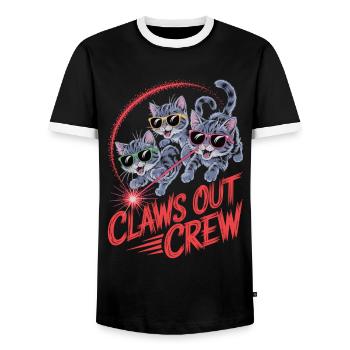 Claws Out – pure cat power - Men's Ringer Shirt - black/white - Front - AI Model Female 172 light (172cm) & AI Model Male 178 light (178cm)