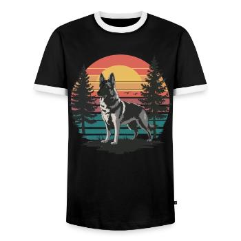 Retro German Shepherd Vintage Dog Lover Gifts Men - Männer Kontrast-T-Shirt - Schwarz/Weiß - Vorne - AI Model Female 172 light (172cm) & AI Model Male 178 light (178cm)
