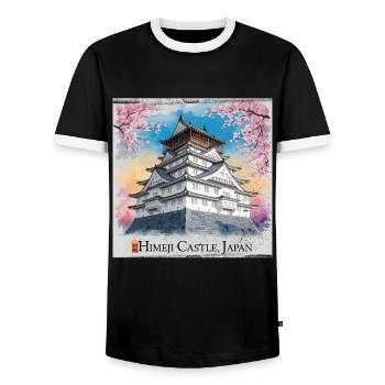 Himeji Castle Japan - Männer Kontrast-T-Shirt - Schwarz/Weiß - Vorne - AI Model Female 172 light (172cm) & AI Model Male 178 light (178cm)